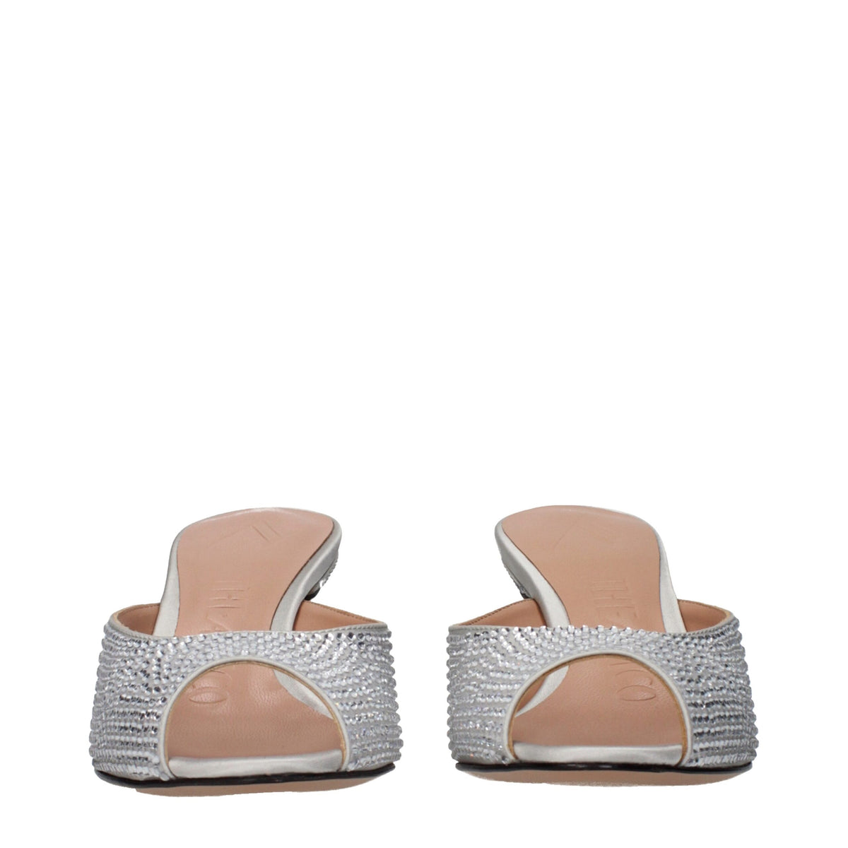 The Attico Gray Satin Stiletto Heel Women's Sandals
