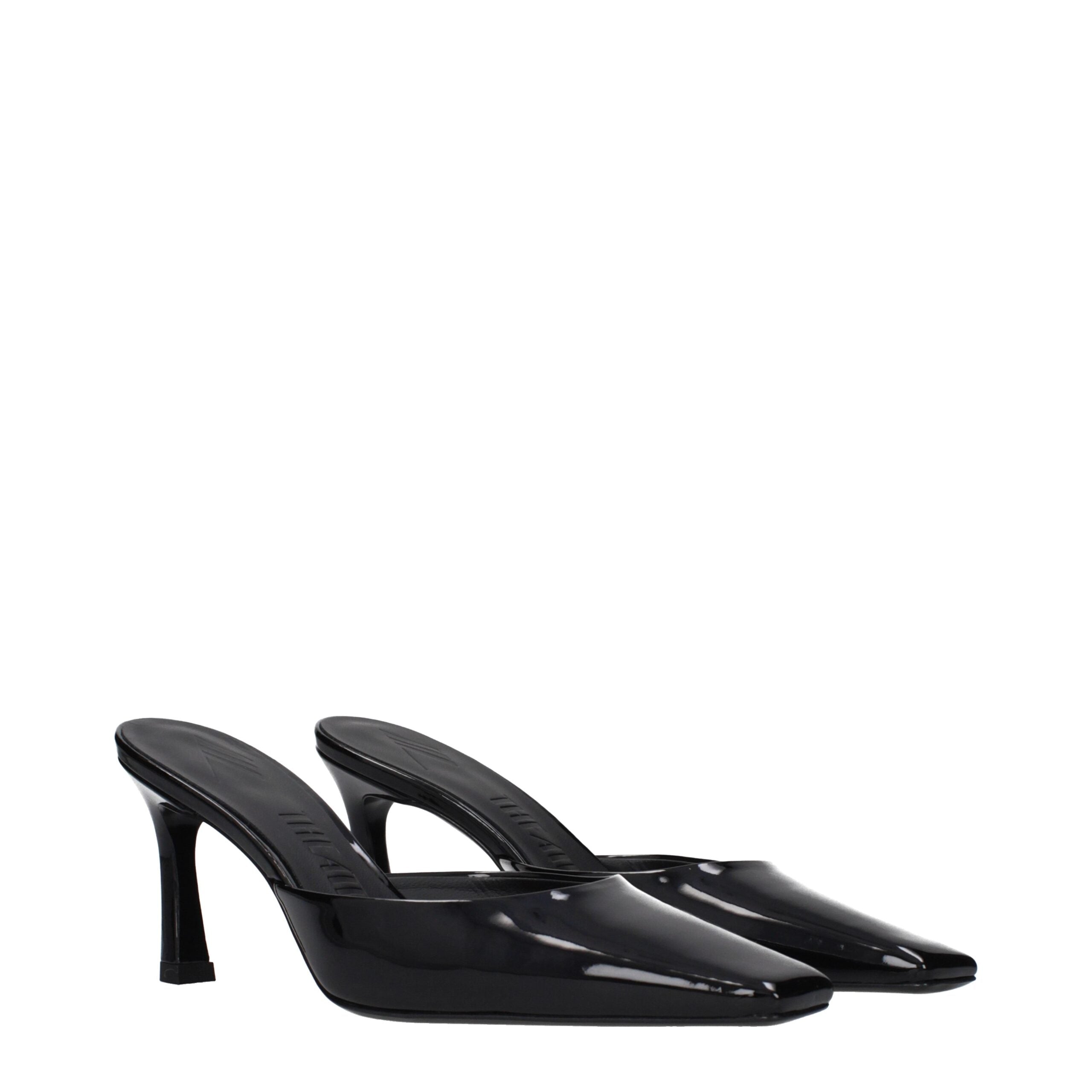The Attico Black Leather Flat Women's Sandals