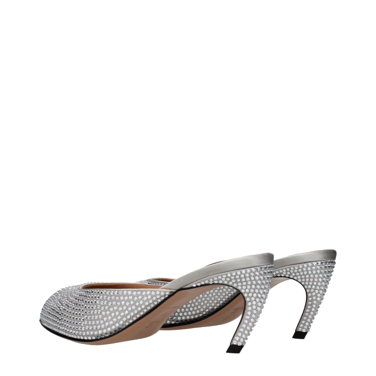 The Attico Gray Satin Stiletto Heel Women's Sandals
