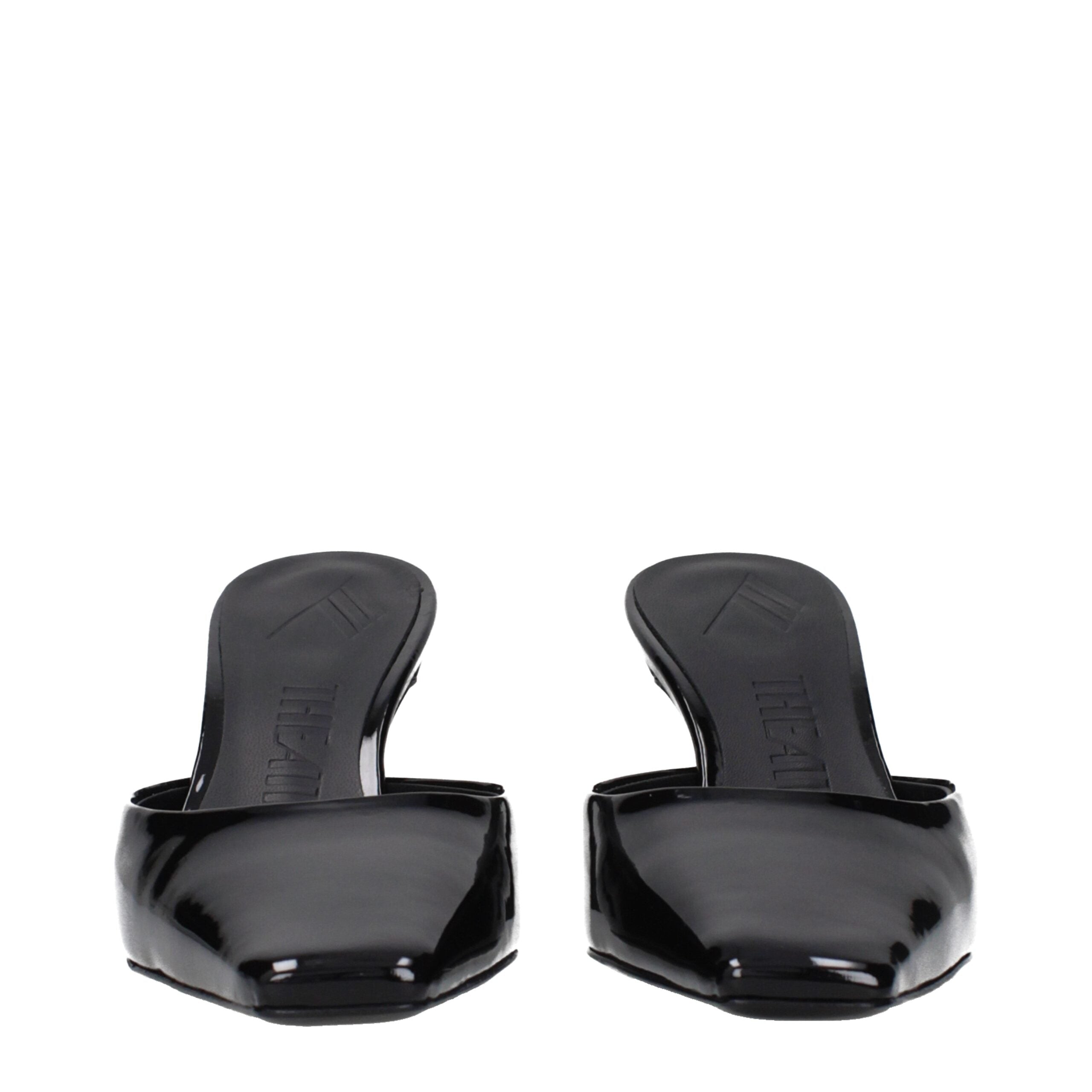 The Attico Black Leather Flat Women's Sandals