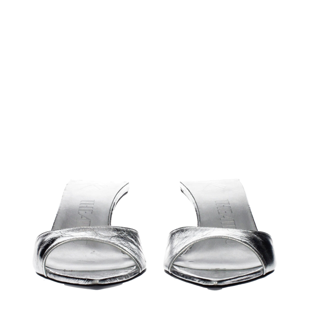 The Attico Gray Leather Flat Women's Sandals