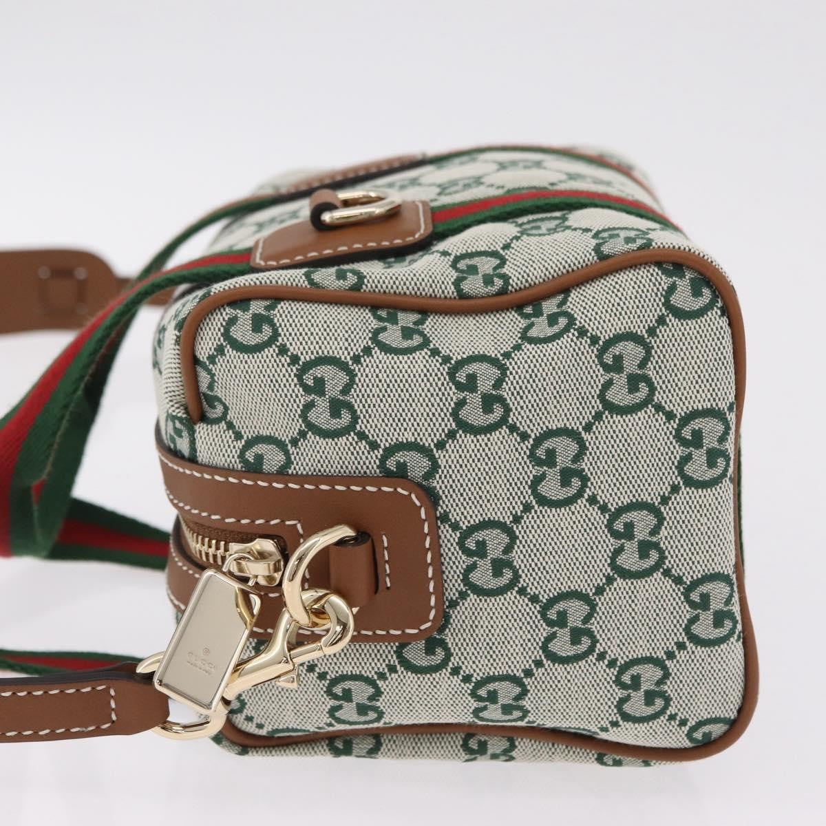 Gucci Web Boston Gg Canvas Green Canvas Handbag (Pre-Owned)