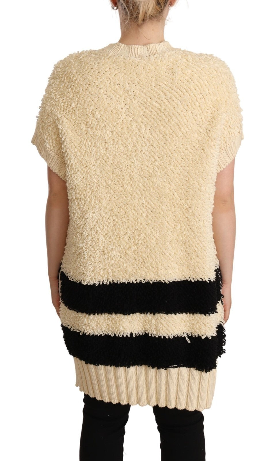 Philosophy Beige Black Short Sleeve Button Cardigan Women's Sweater (Pre-Owned)