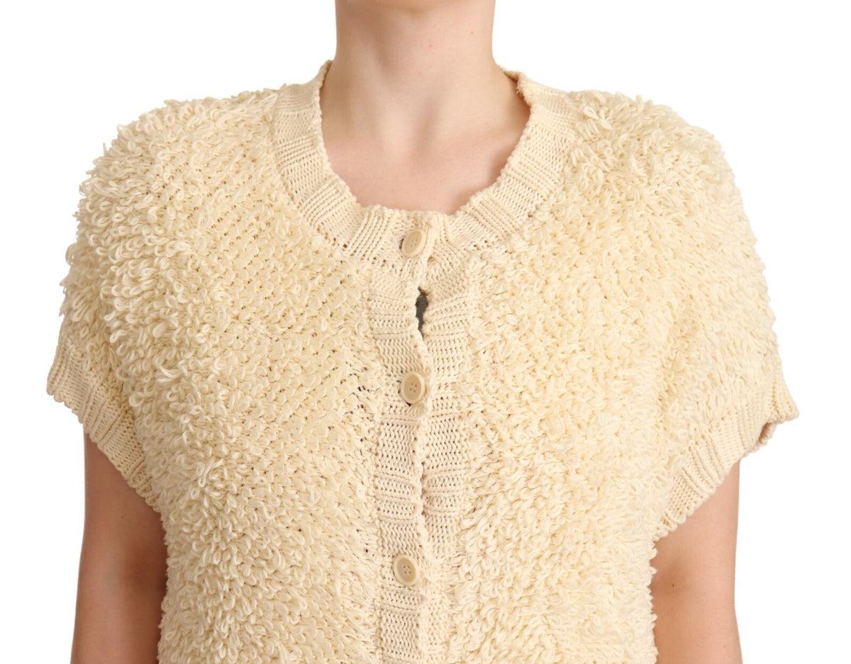 Philosophy Beige Black Short Sleeve Button Cardigan Women's Sweater (Pre-Owned)