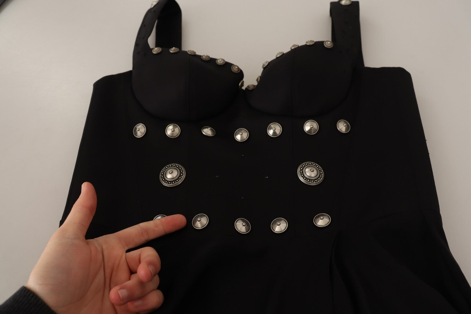 Fausto Puglisi Silk Black Studded Sleeveless A-line Max Women's Dress (Pre-Owned)