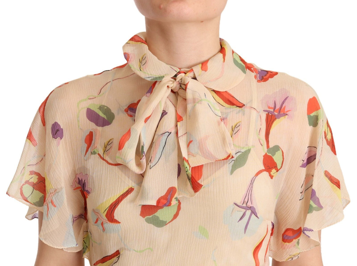 Red Valentino Beige Ascot Collar Short Sleeves Aline Mini Women's Dress (Pre-Owned)