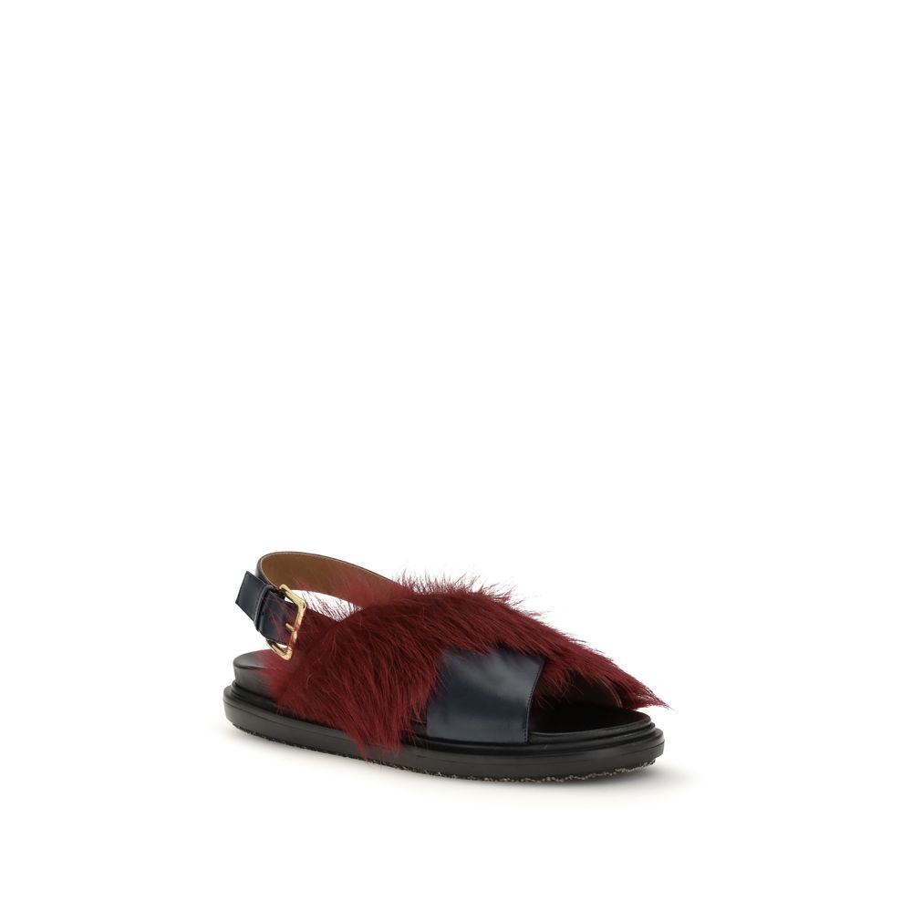 Marni Multicolor Calf Leather Bos Taurus Flat Women's Sandals