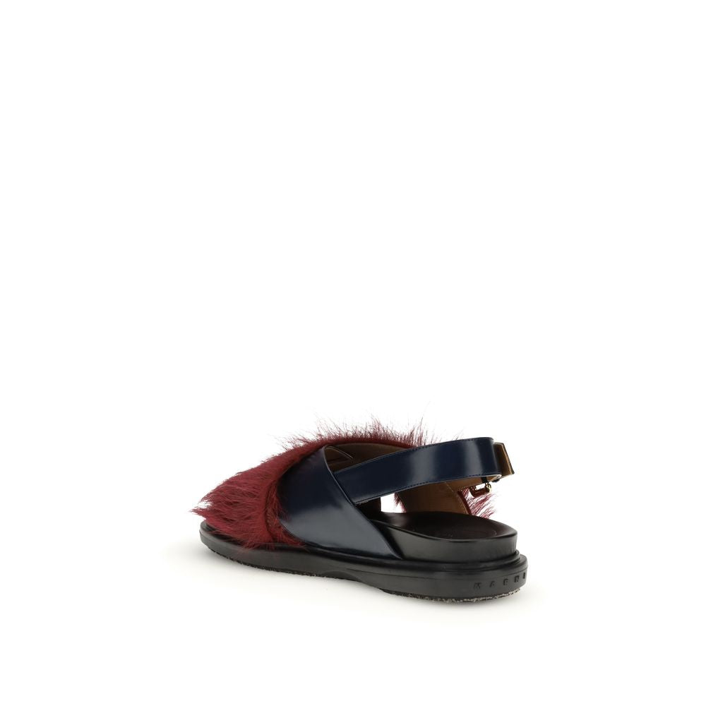 Marni Multicolor Calf Leather Bos Taurus Flat Women's Sandals