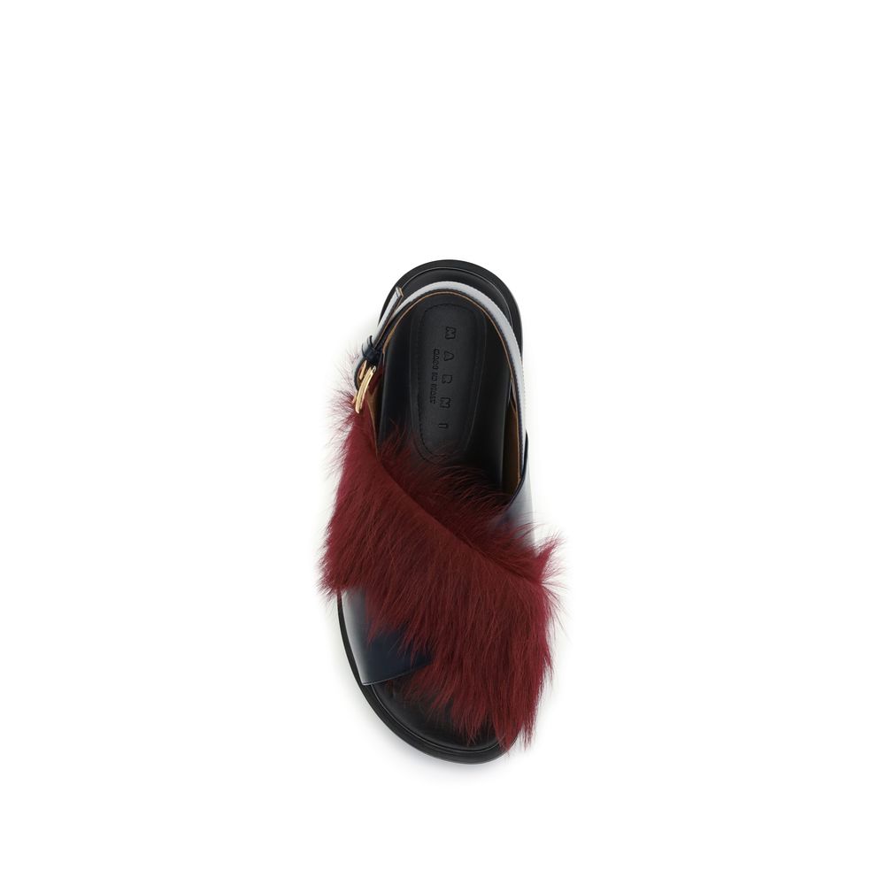 Marni Multicolor Calf Leather Bos Taurus Flat Women's Sandals