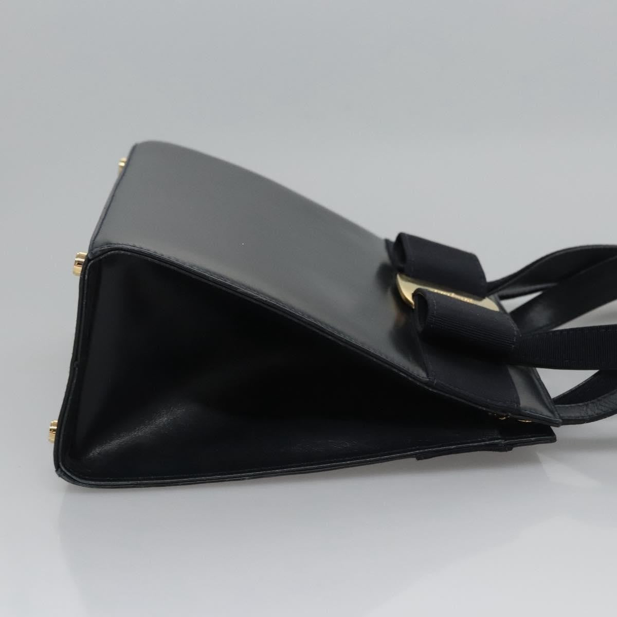 Salvatore Ferragamo Convertible Vara Bow Tote Leather Navy Leather Handbag (Pre-Owned)
