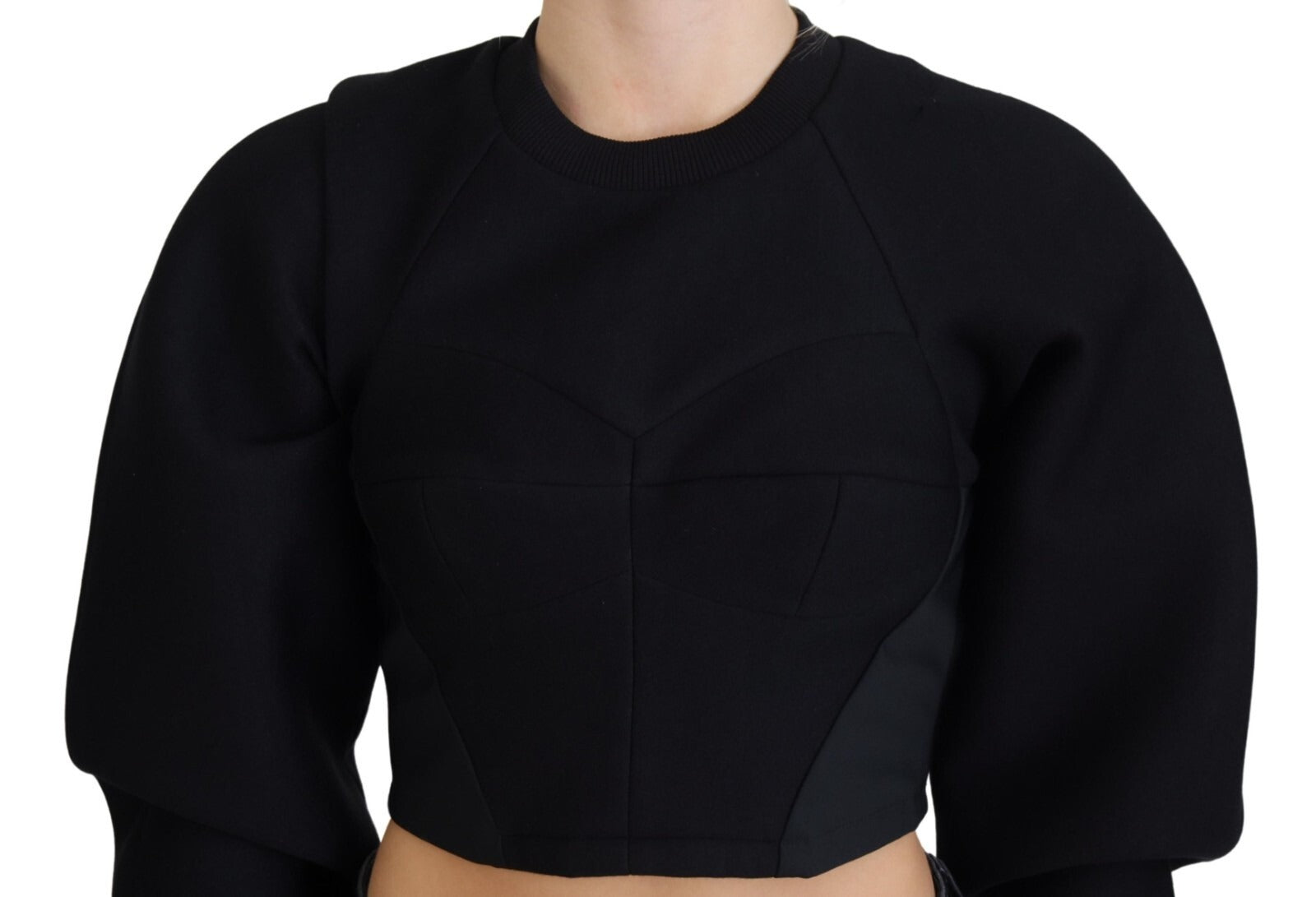 Philosophy Black Cropped Zipper Back Sweatshirt Women's Sweater (Pre-Owned)