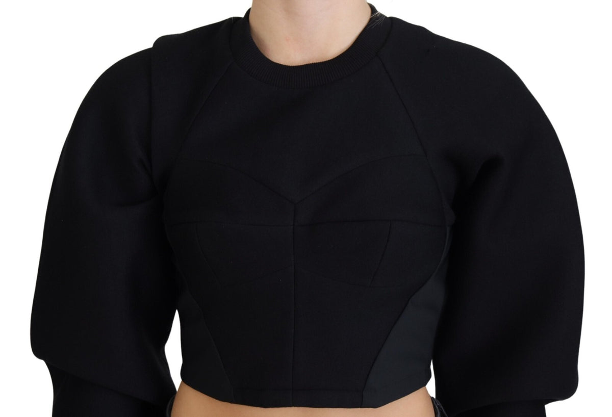 Philosophy Black Cropped Zipper Back Sweatshirt Women's Sweater (Pre-Owned)