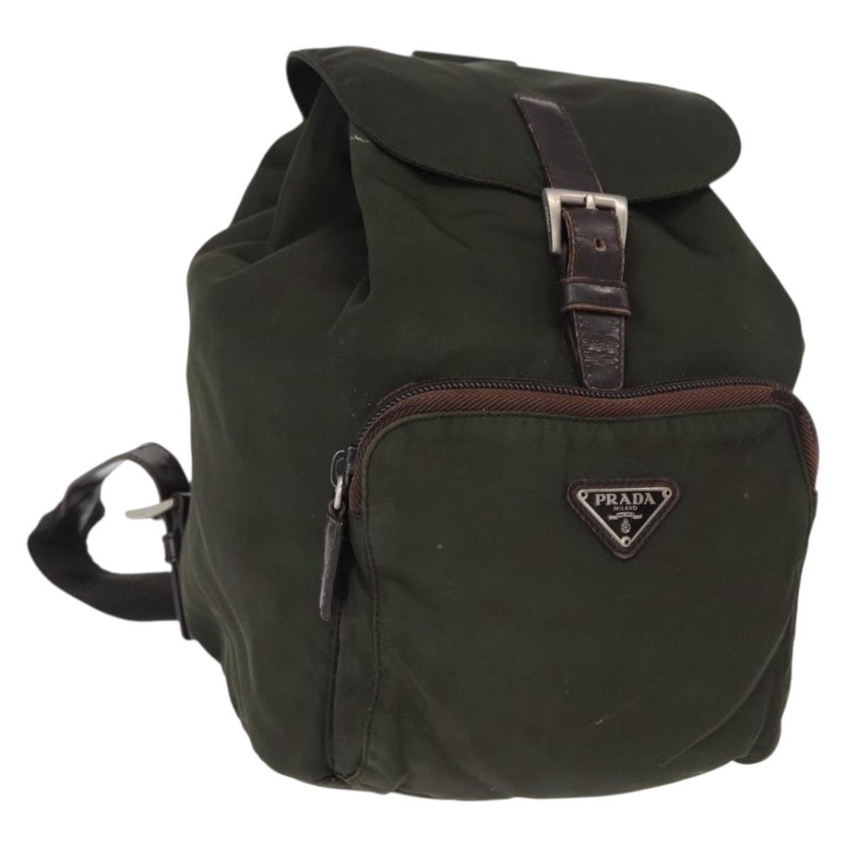 Prada Front Pocket Tessuto Khaki Nylon Backpack Bag (Pre-Owned)