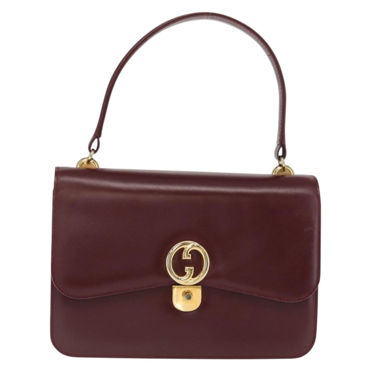 Gucci Vintage Leather Burgundy Leather Handbag (Pre-Owned)