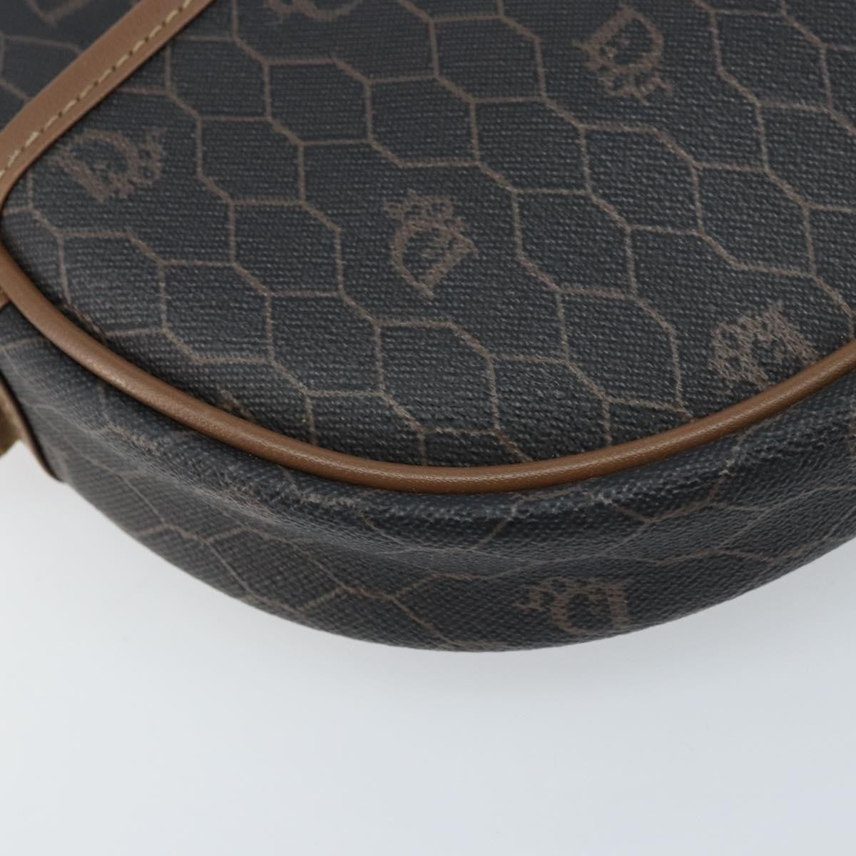 Christian Dior Vintage Honeycomb Canvas And Leather Black Canvas Shoulder Bag Bag (Pre-Owned)