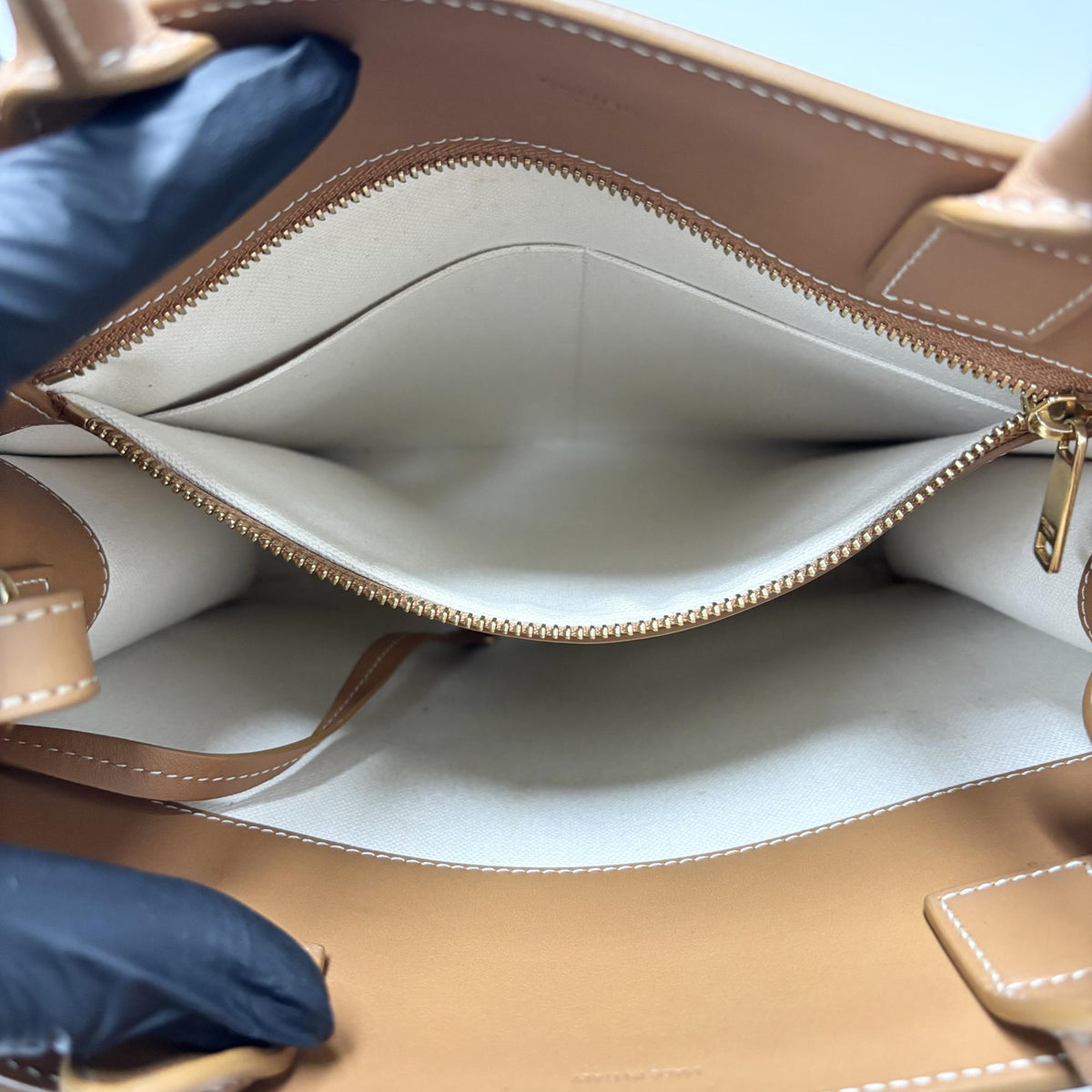 Celine Vertical Cabas Canvas With Leather White Canvas Tote Bag Bag (Pre-Owned)