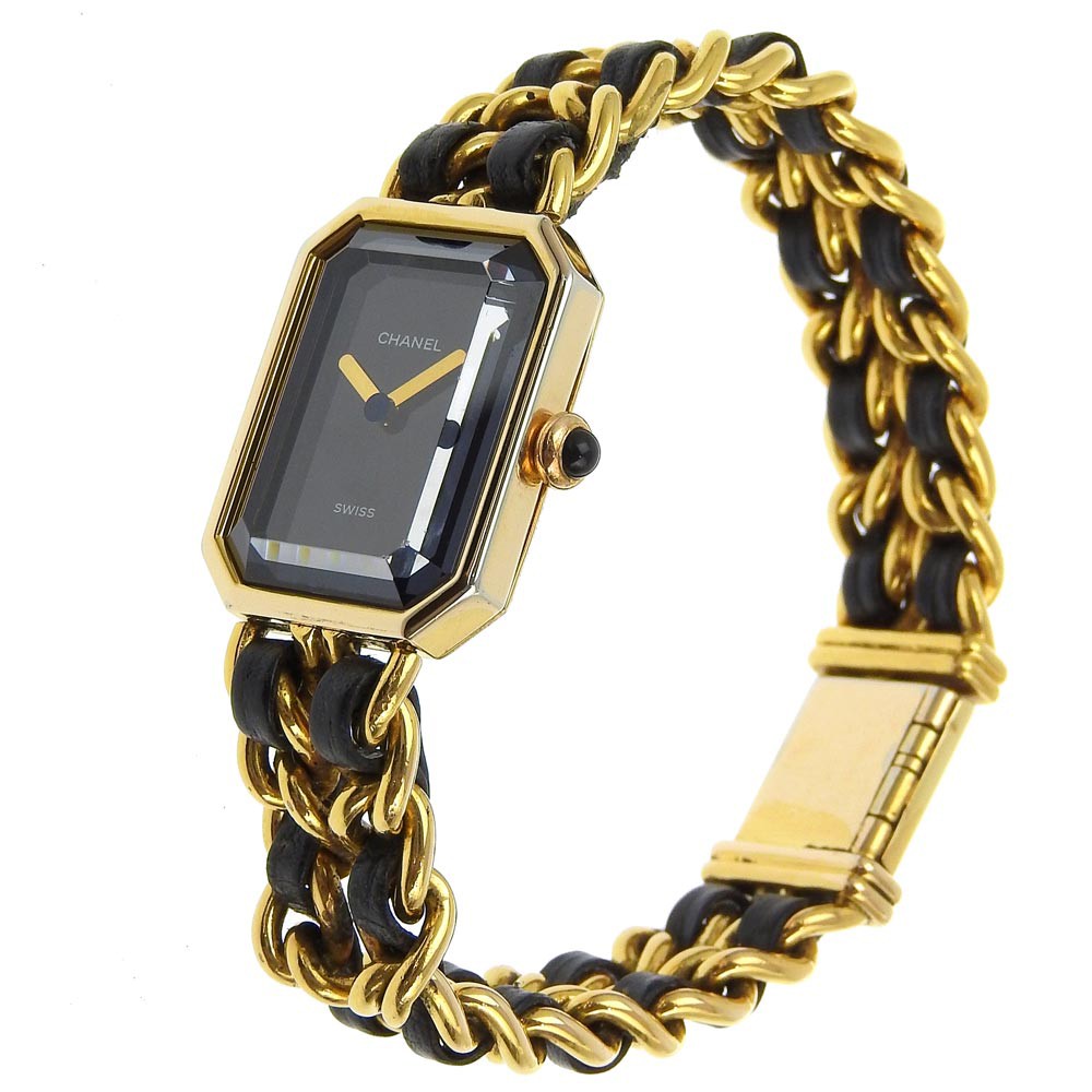 Chanel Premiere Rock Quartz Plated Metal And Leather Watch (Pre-Owned)