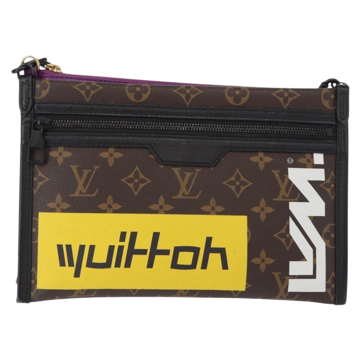 Louis Vuitton Double Flat Messenger Limited Edition Logo Story Monogram Canvas And Denim Multicolour Canvas Shoulder Bag Bag (Pre-Owned)