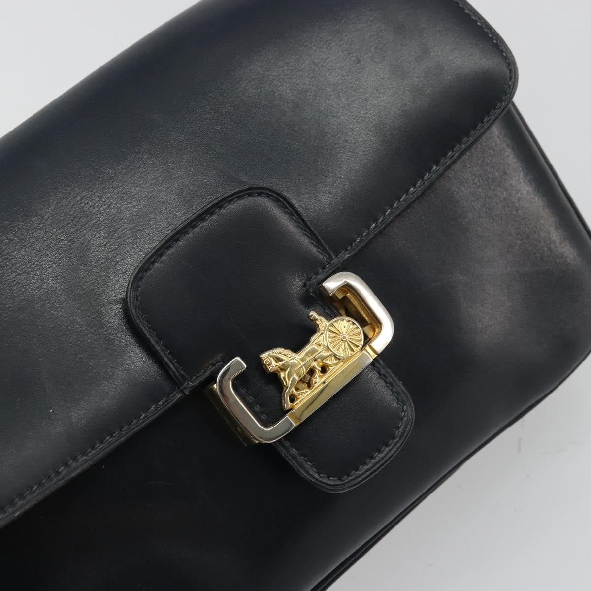 Celine Horse Carriage Leather Black Leather Shoulder Bag Bag (Pre-Owned)