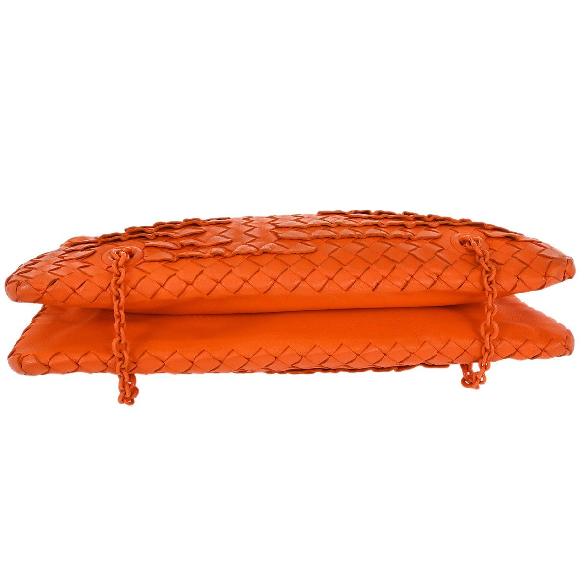 Bottega Veneta Intrecciato Shoulder Leather Orange Leather Shoulder Bag Bag (Pre-Owned)