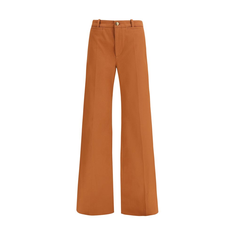 Chloé Brown Cotton Flared Women's Pants
