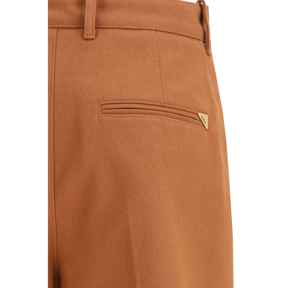 Chloé Brown Cotton Flared Women's Pants