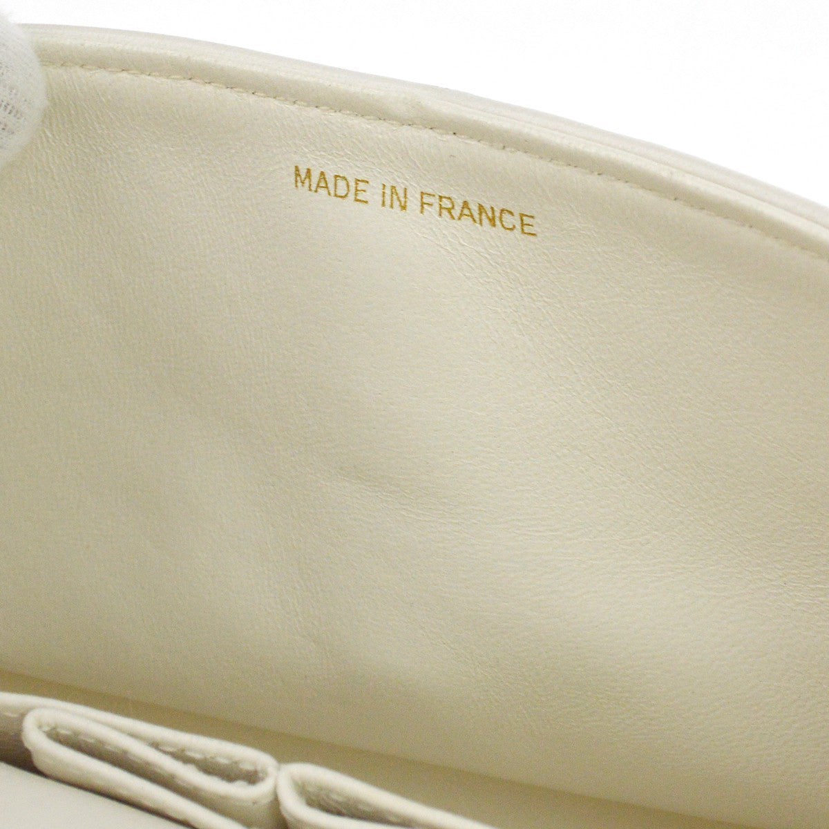 Chanel Vintage Classic Double Flap Quilted Lambskin White Leather Handbag (Pre-Owned)