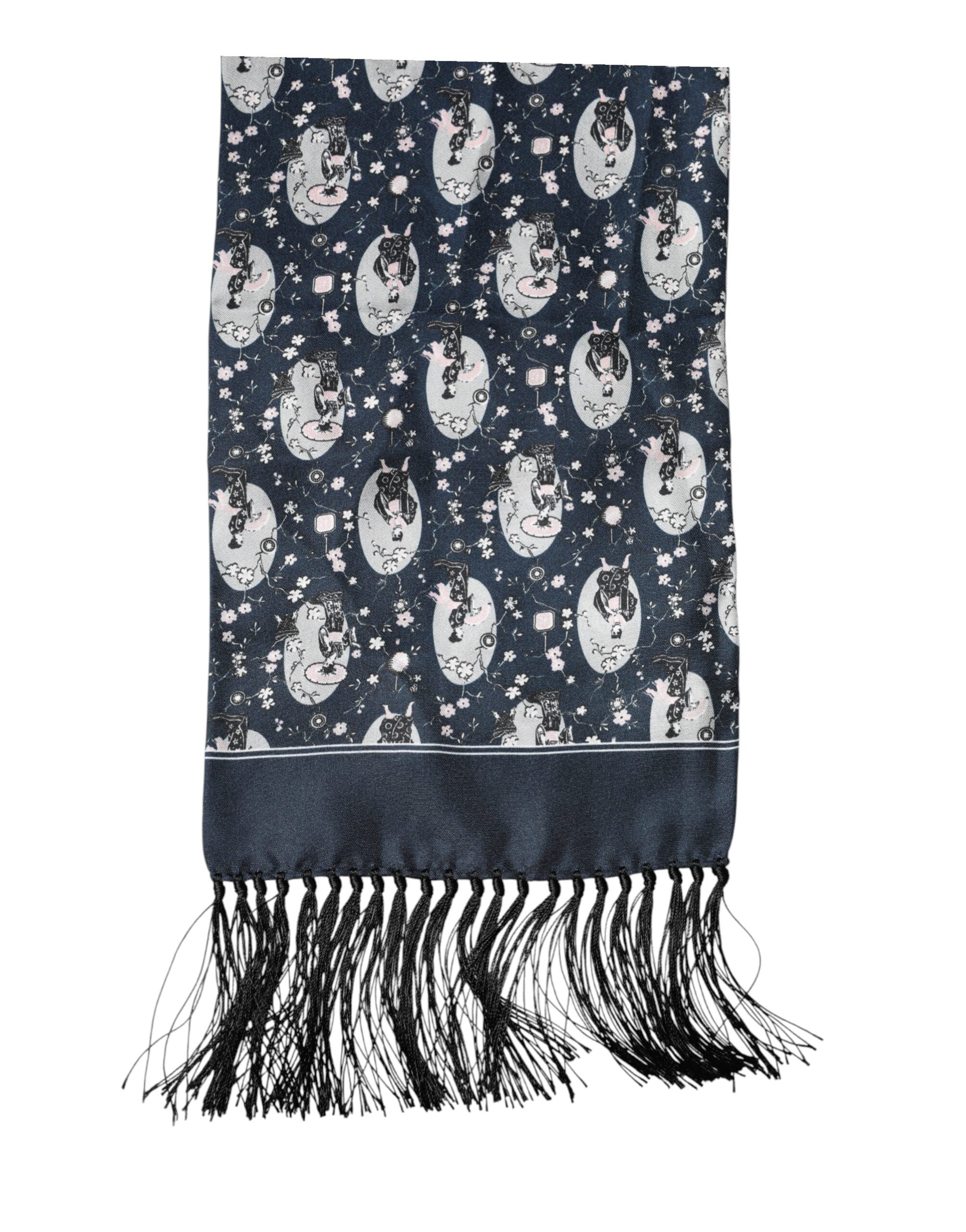 Dolce & Gabbana Navy Blue Silk Neck Wrap Shawl Men Men's Scarf