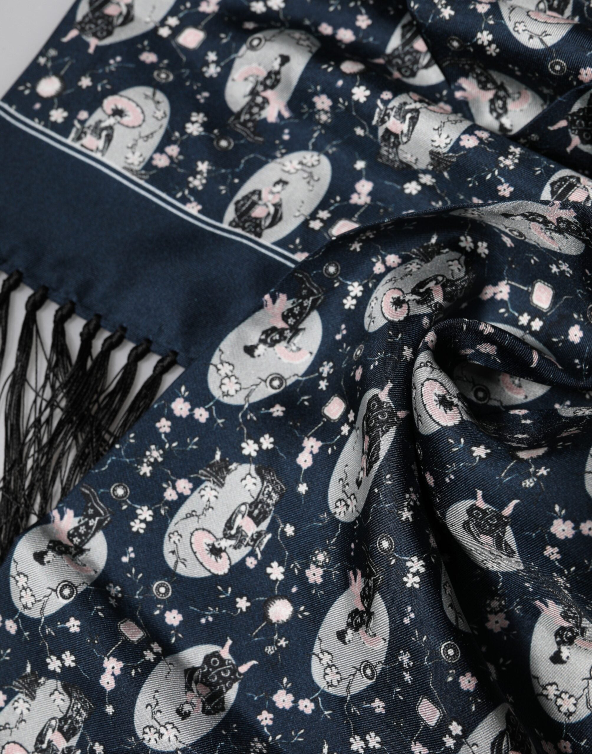 Dolce & Gabbana Navy Blue Silk Neck Wrap Shawl Men Men's Scarf