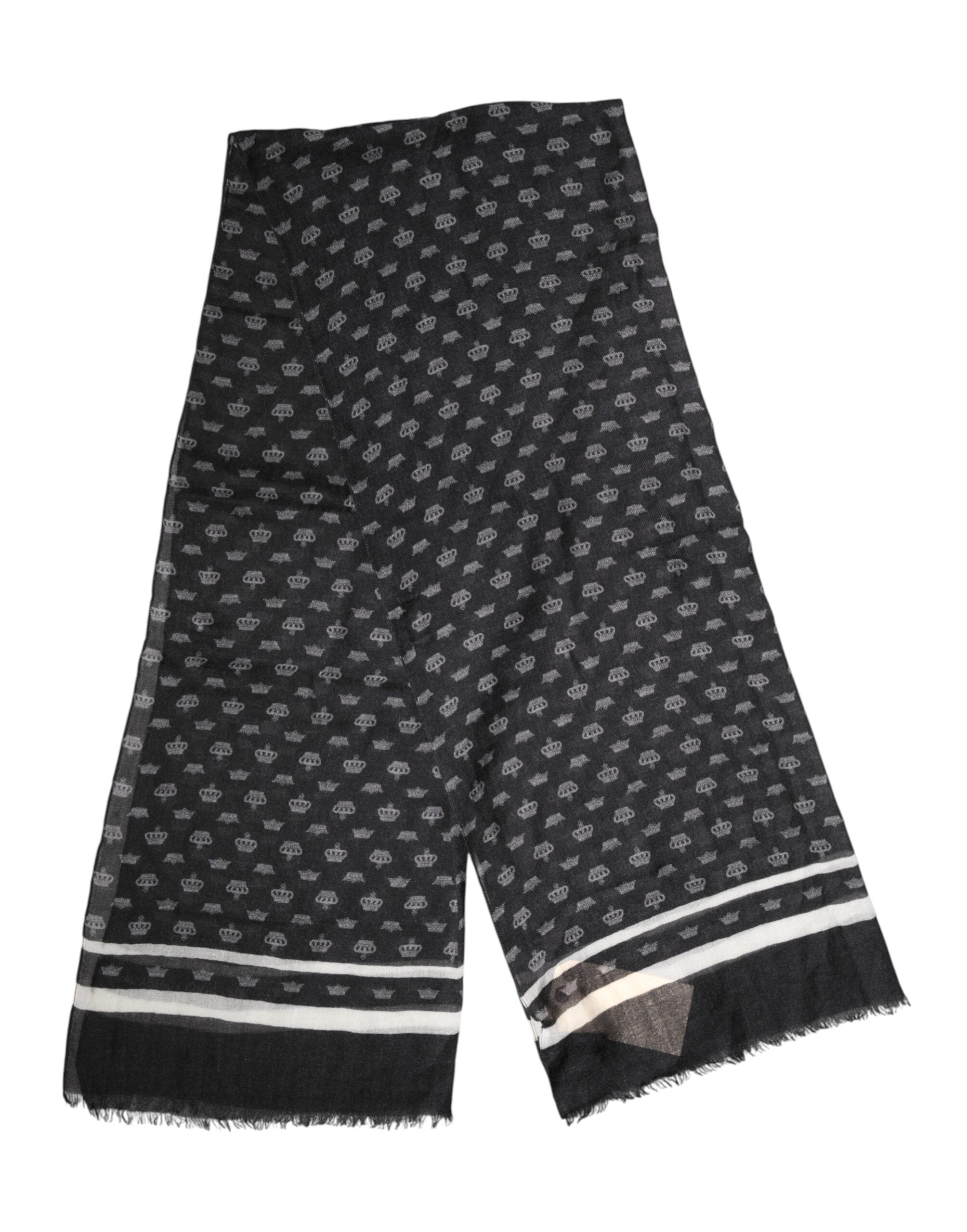 Dolce & Gabbana Black Crown Cashmere Neck Wrap Shawl Men's Scarf