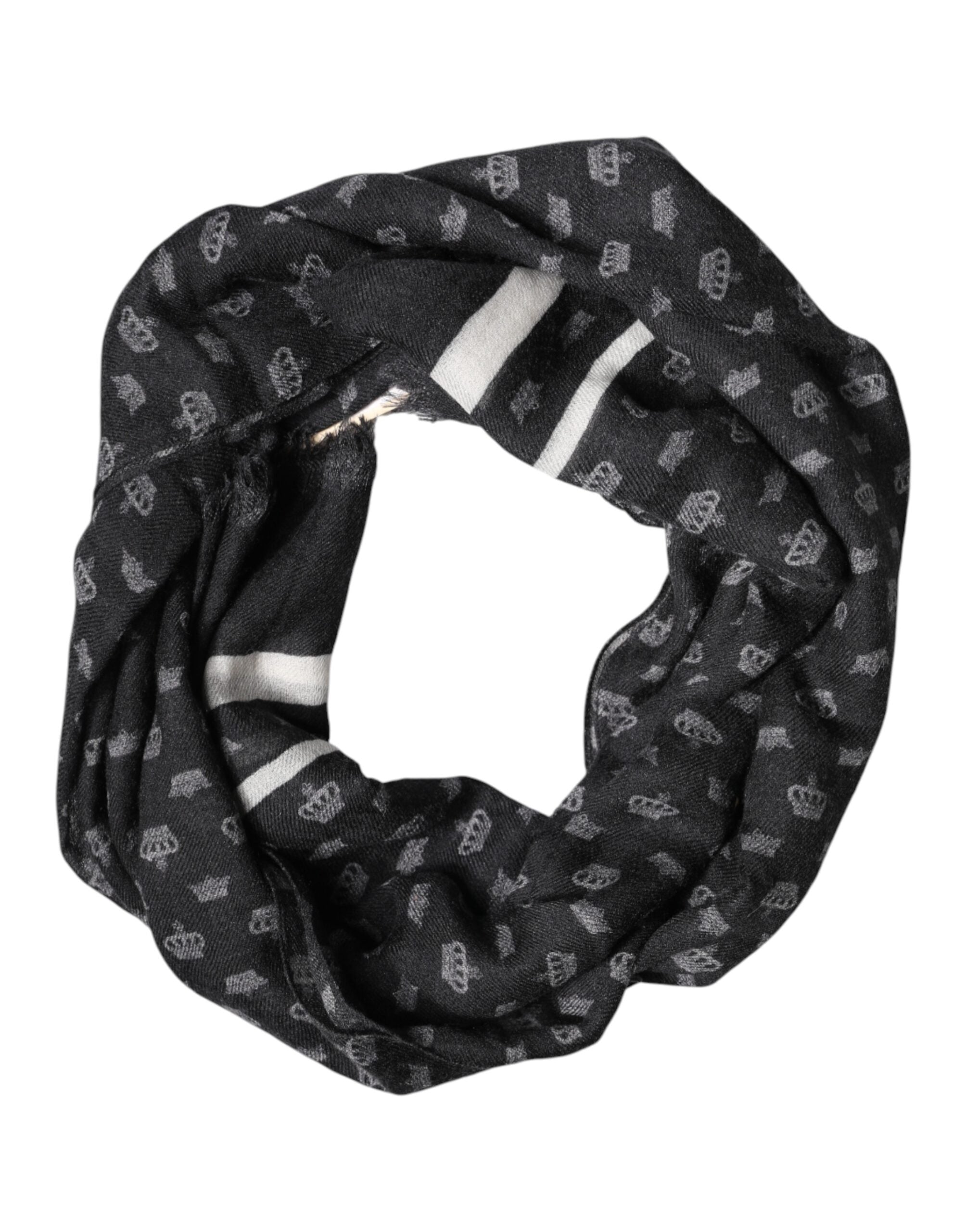 Dolce & Gabbana Black Crown Cashmere Neck Wrap Shawl Men's Scarf