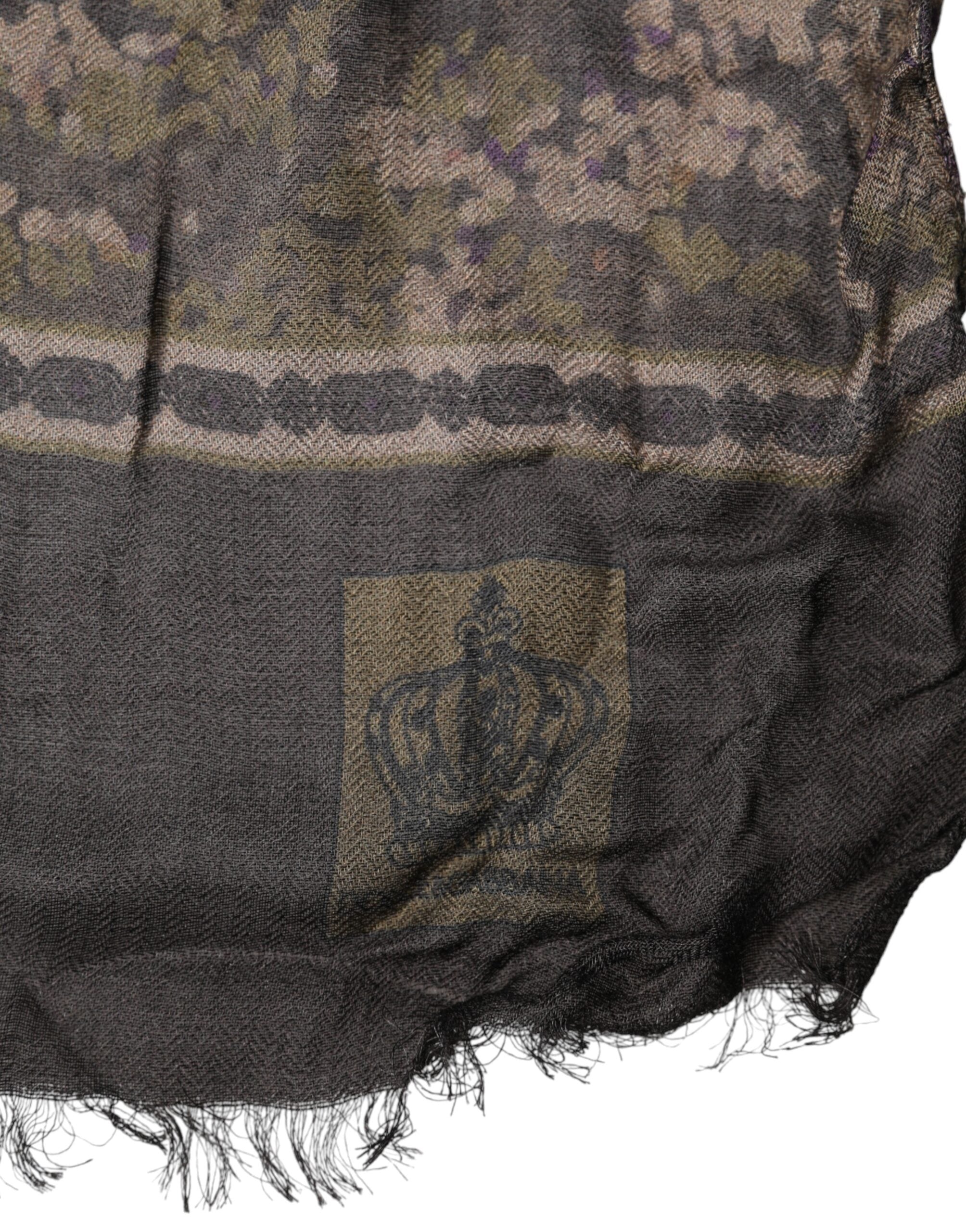 Dolce & Gabbana Brown Camouflage Modal Men Shawl Men's Scarf