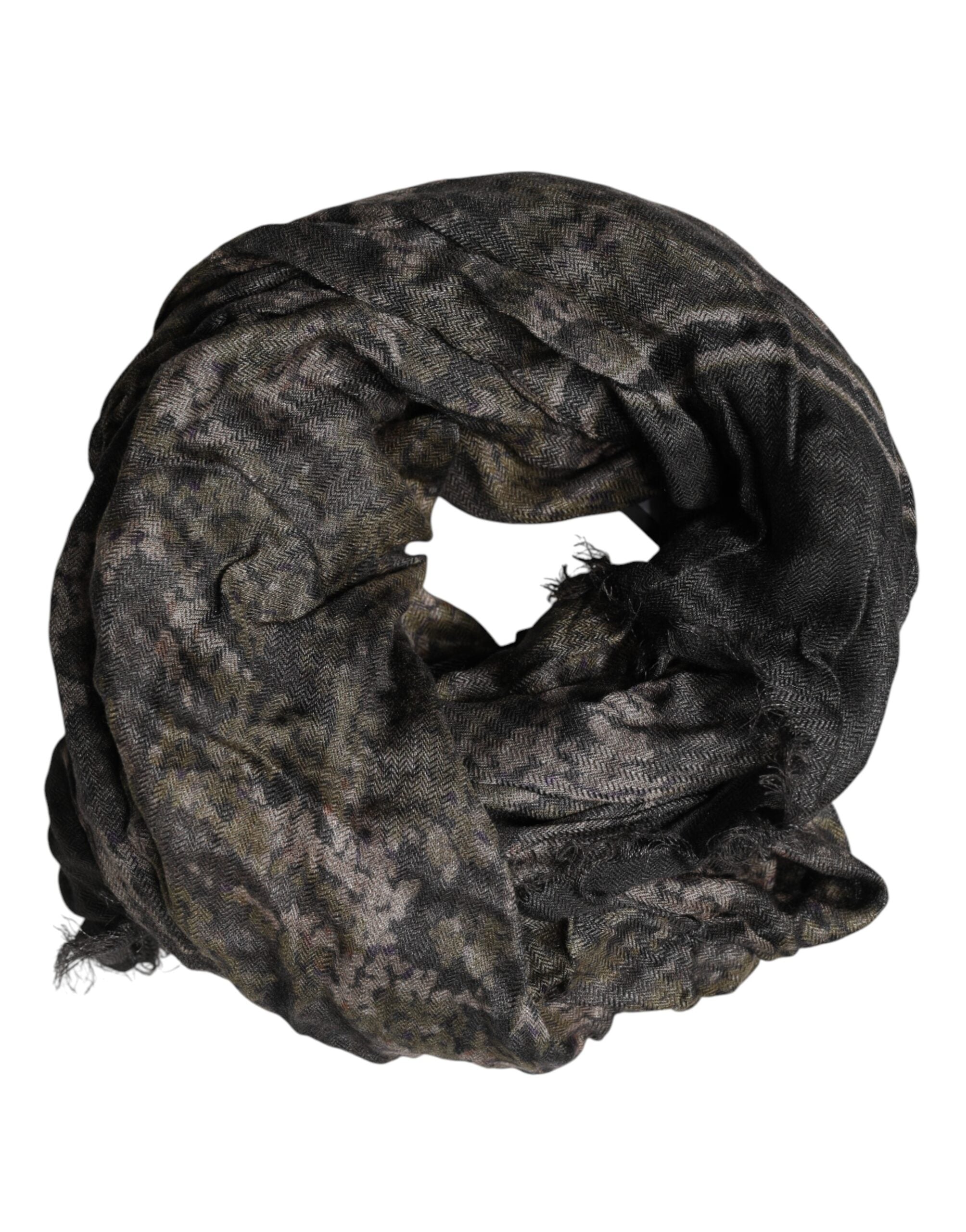 Dolce & Gabbana Brown Camouflage Modal Men Shawl Men's Scarf