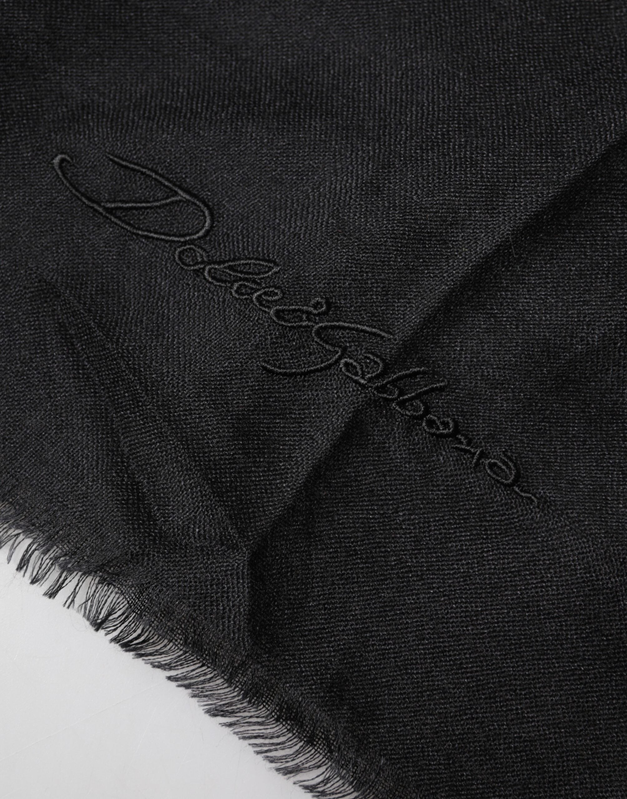 Dolce & Gabbana Black Cashmere Knit Neck Wrap Shawl Men's Scarf