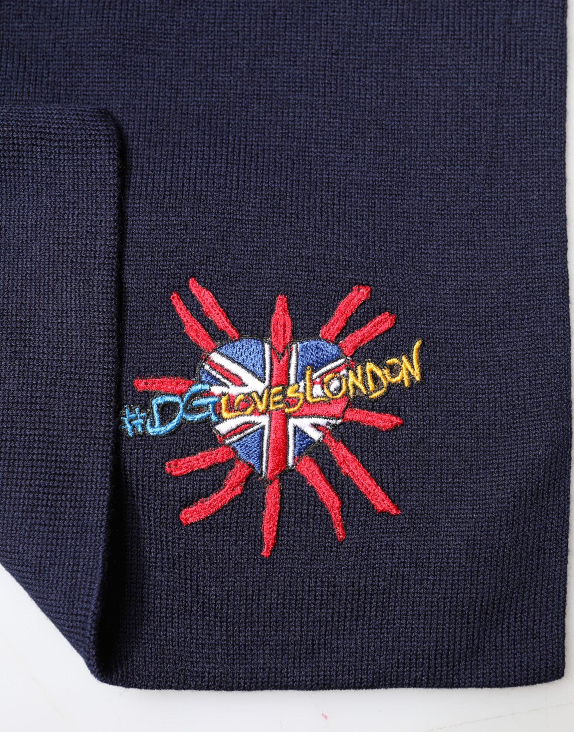 Dolce & Gabbana Blue Wool DG Loves London Neck Wrap Women's Scarf