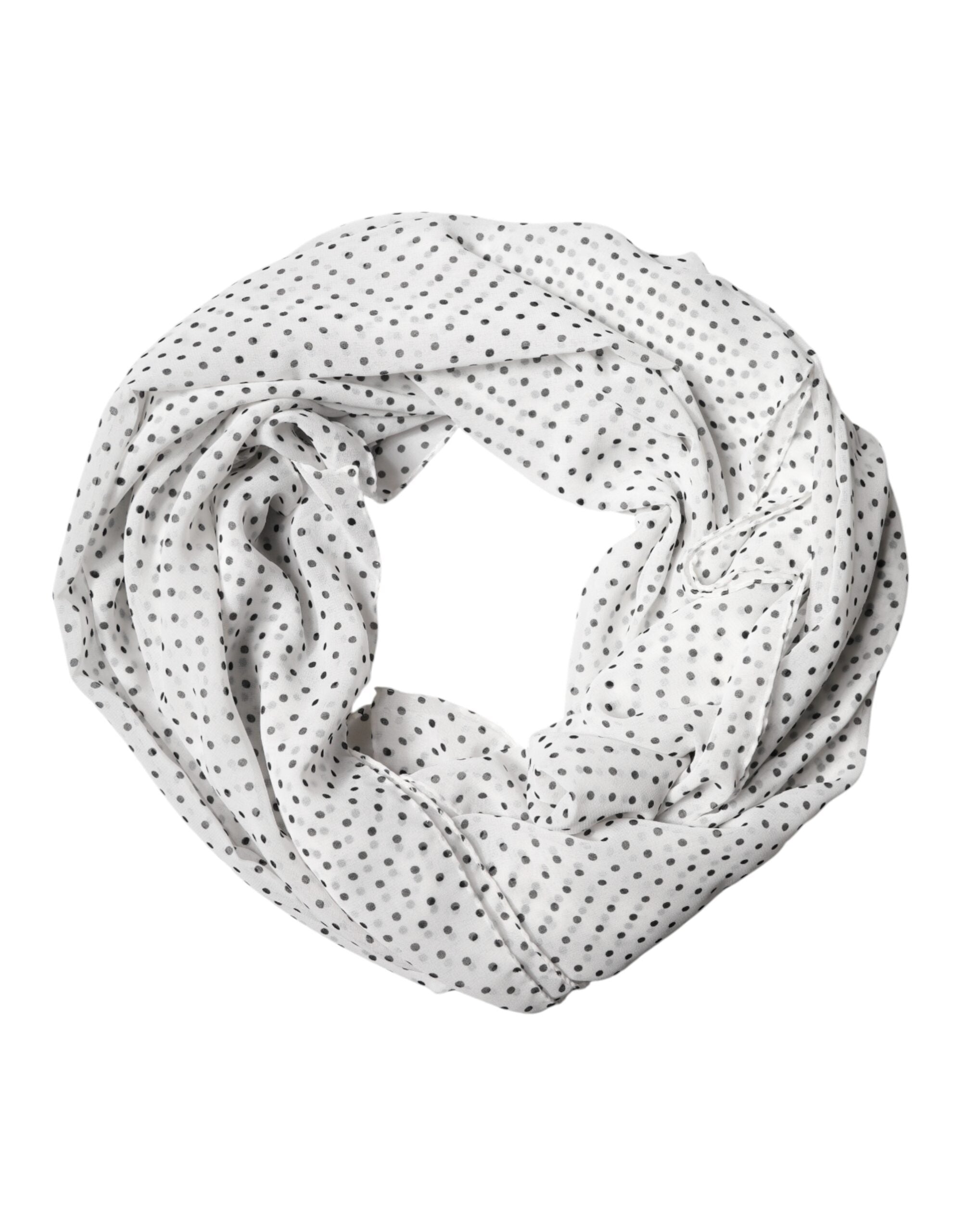 Dolce & Gabbana White Polka Dot Polyester Shawl Women's Scarf