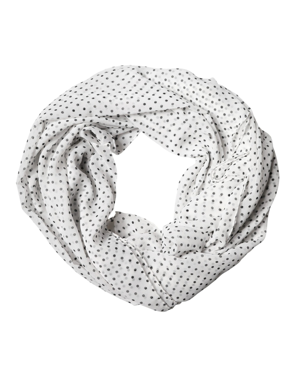 Dolce & Gabbana White Polka Dot Polyester Shawl Women's Scarf