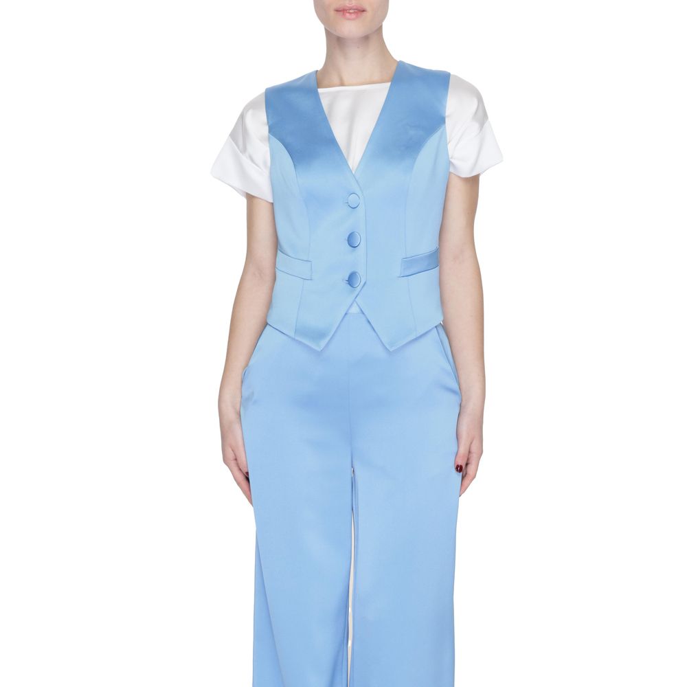 Silence Blue Polyester Women's Waistcoat