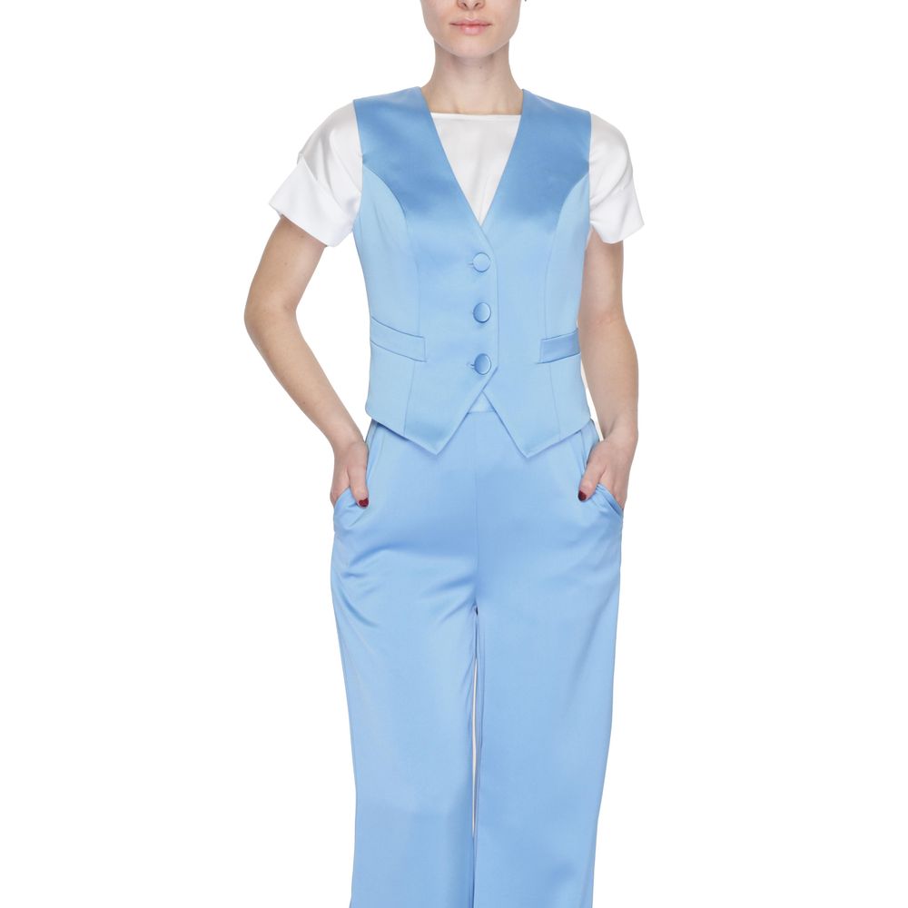 Silence Blue Polyester Women's Waistcoat