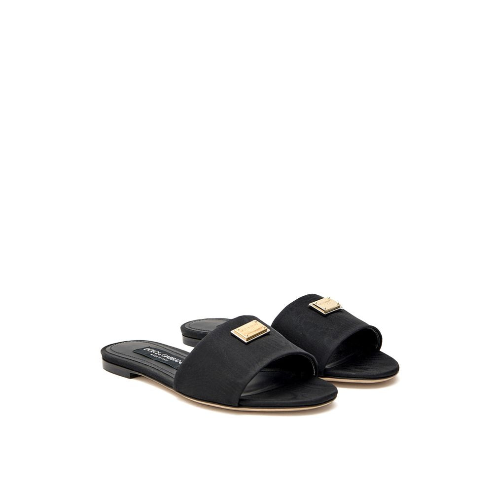 Dolce & Gabbana Black Polyester Women's Slippers