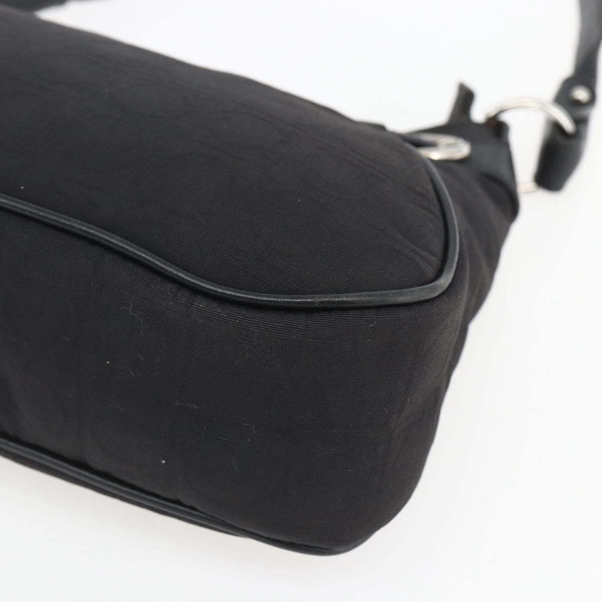 Salvatore Ferragamo Vintage Gancini Hobo Leather Black Canvas Shoulder Bag Bag (Pre-Owned)