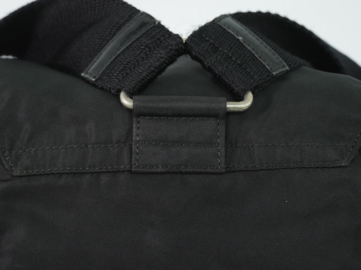Prada Front Pocket Buckle Nylon Black Nylon Backpack Bag (Pre-Owned)