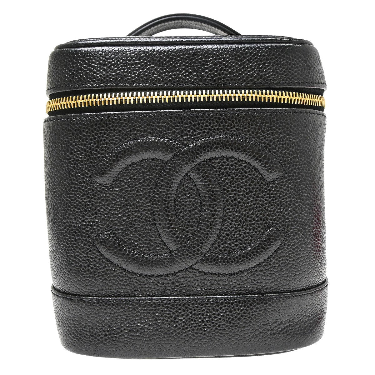 Chanel Vintage Timeless Cosmetic Case Caviar Black Leather Handbag (Pre-Owned)