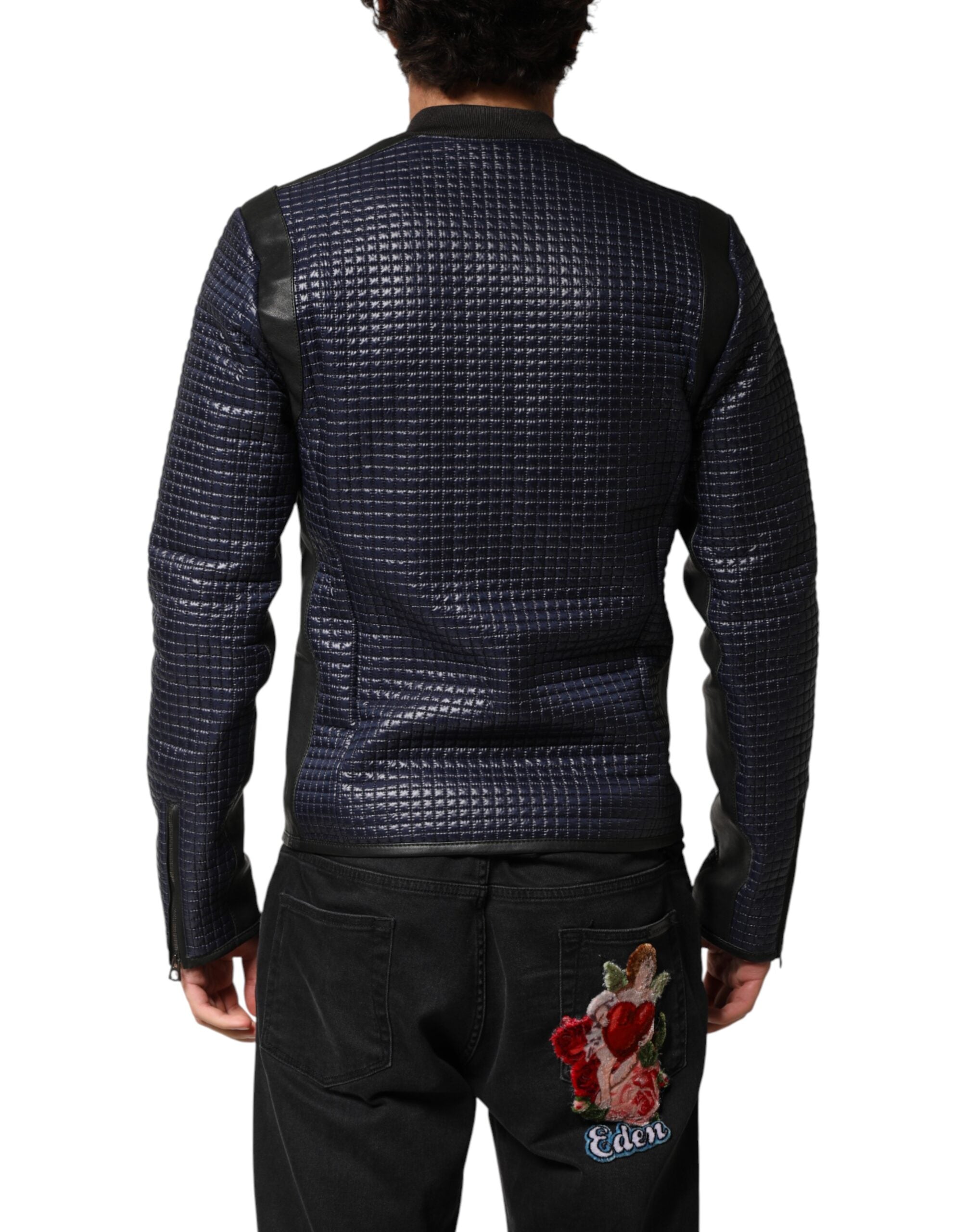 Dolce & Gabbana Blue Nylon Full Zip Bomber Men Men's Jacket
