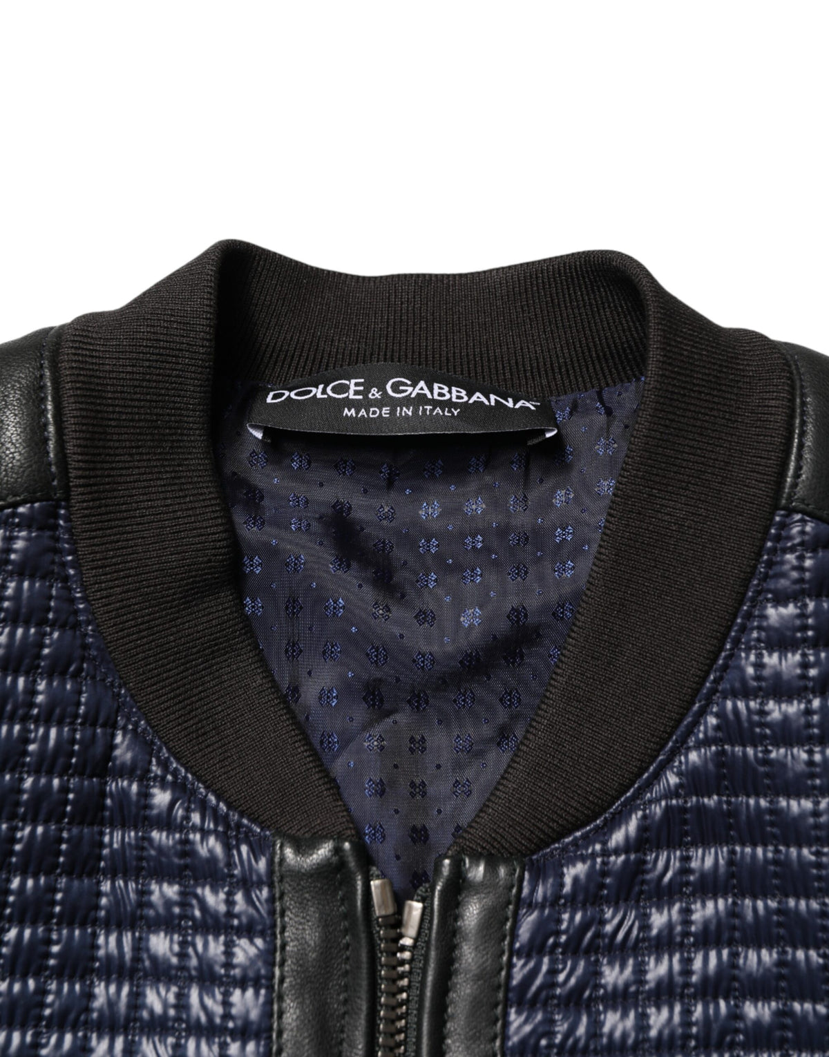 Dolce & Gabbana Blue Nylon Full Zip Bomber Men Men's Jacket