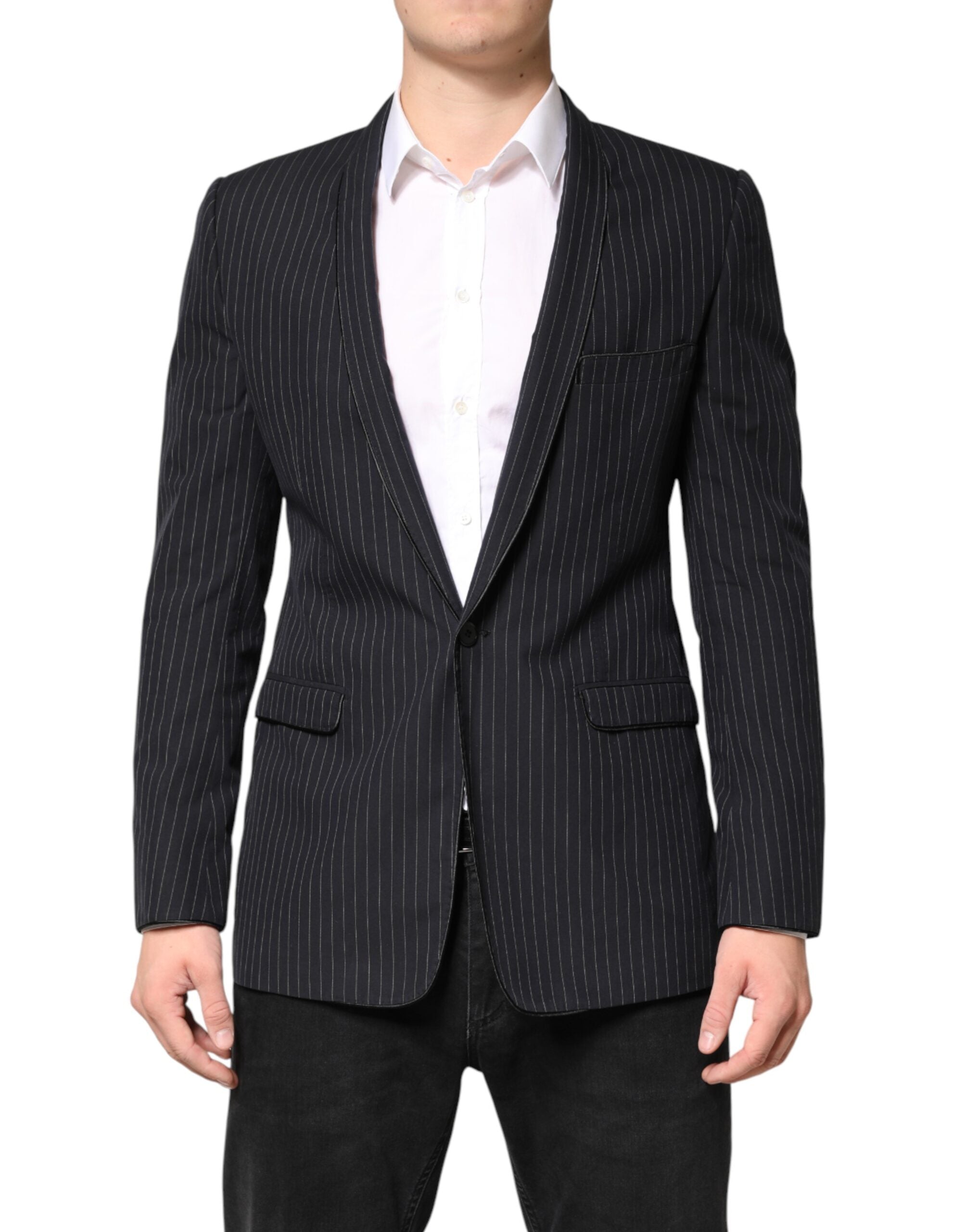 Dolce & Gabbana Dark Gray Stripes 1 Button Suit Jacket Men's Blazer