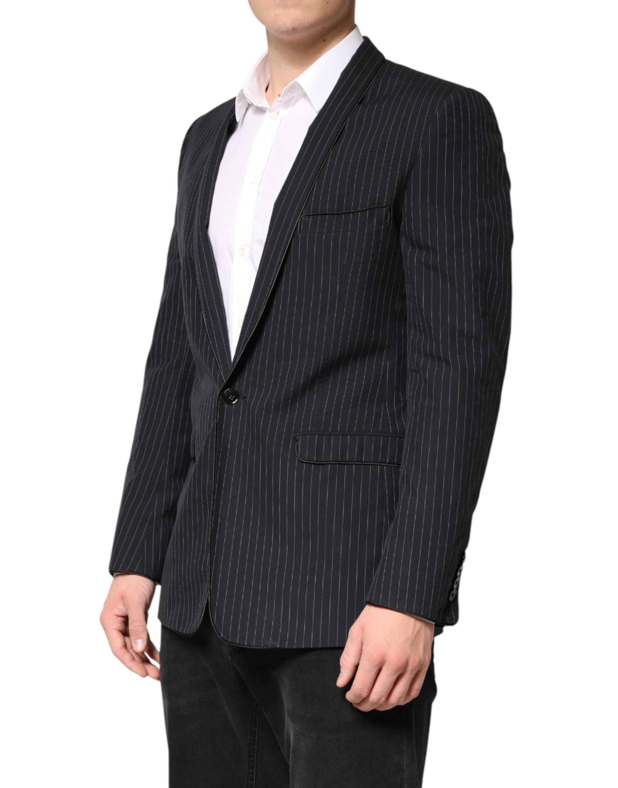 Dolce & Gabbana Dark Gray Stripes 1 Button Suit Jacket Men's Blazer