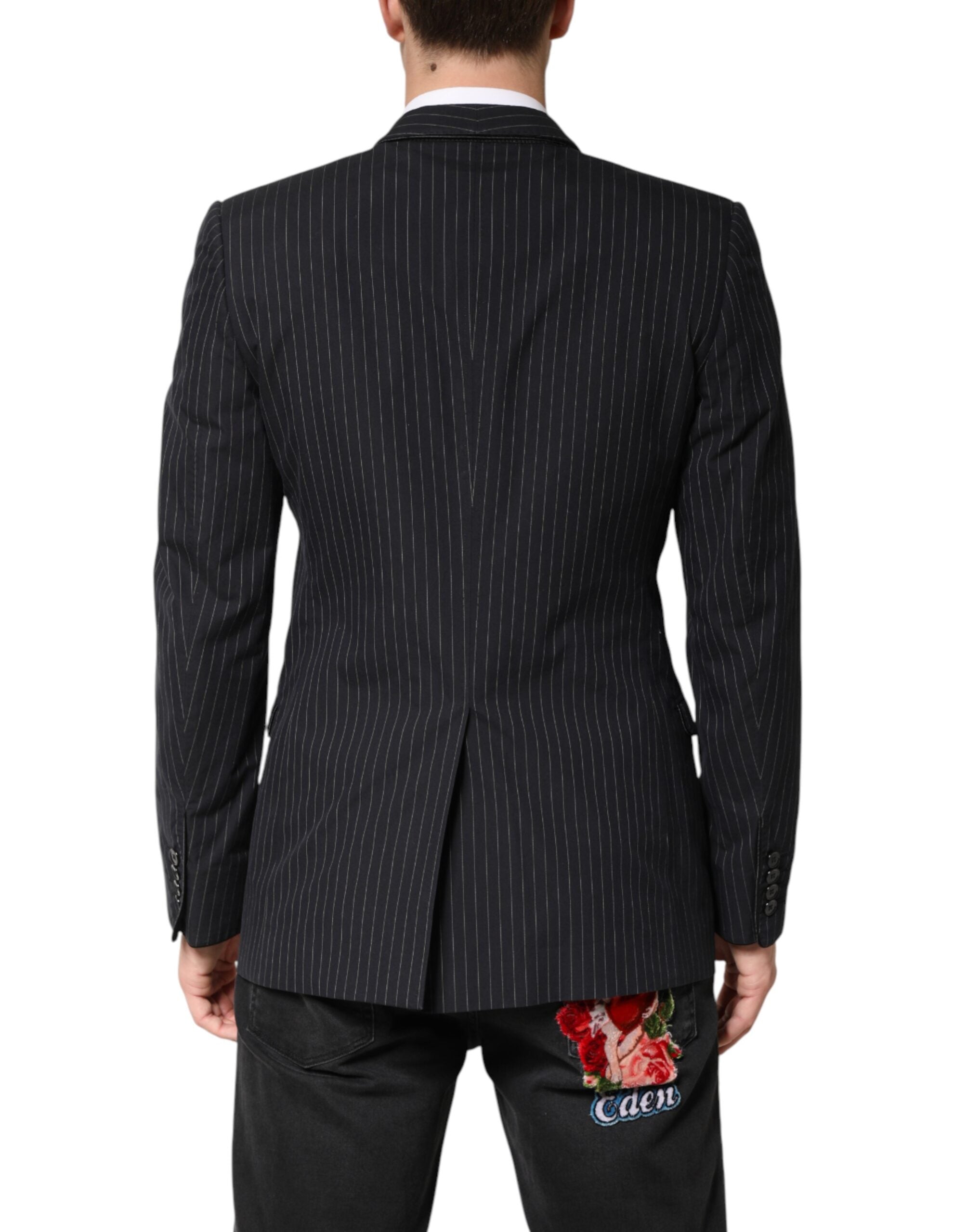 Dolce & Gabbana Dark Gray Stripes 1 Button Suit Jacket Men's Blazer