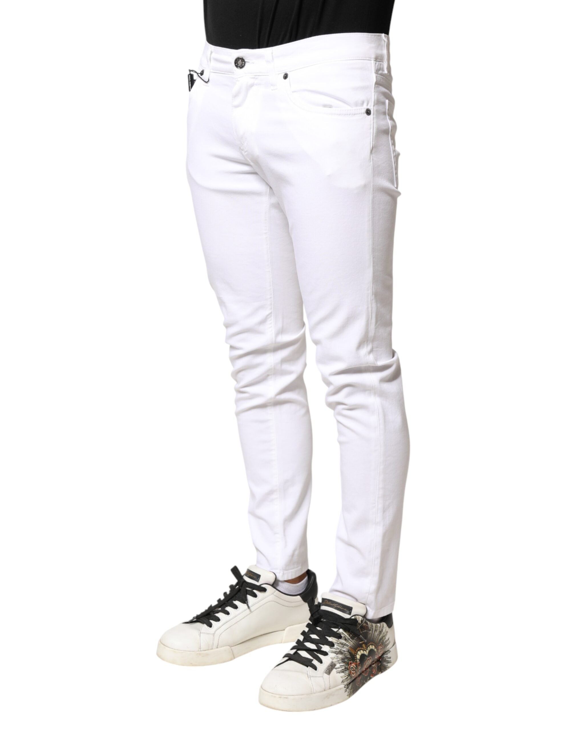 Dolce & Gabbana White Cotton Stretch Skinny Denim Men Men's Jeans
