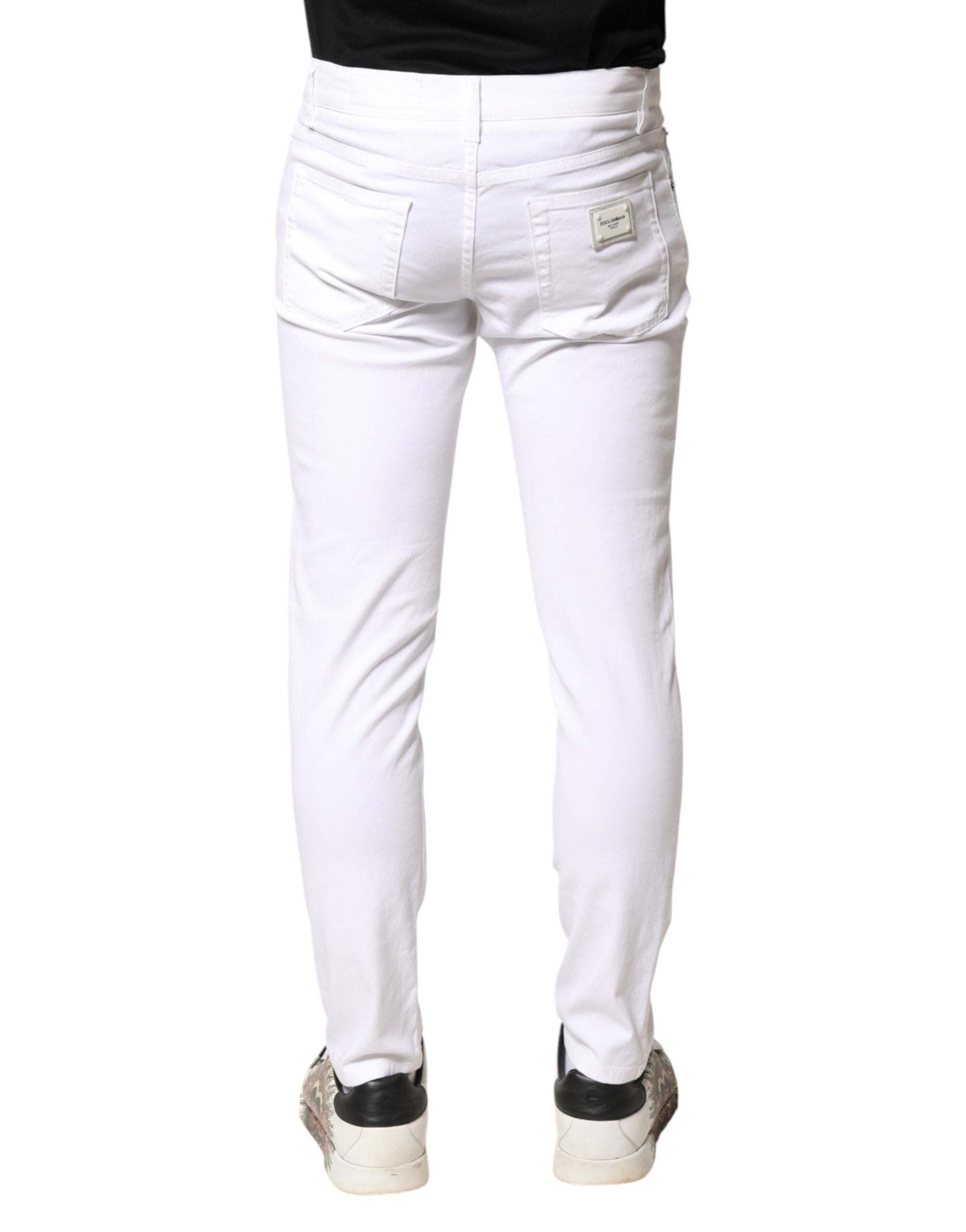 Dolce & Gabbana White Cotton Stretch Skinny Denim Men Men's Jeans
